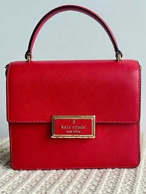 Kate Spade Reegan Cherry Red Saffiano Leather Top Handle Crossbody NWT